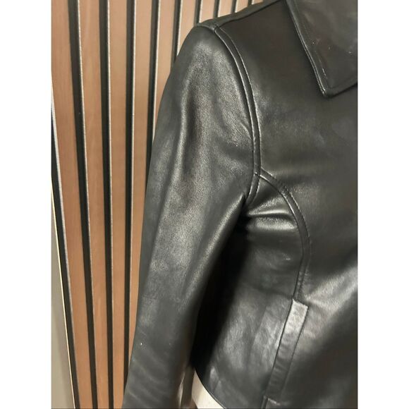 Montana & Rossi black leather jacket with a black faux fur lining real soft sz M - Picture 2 of 11